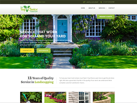 screenshot of tylerstopchoicelawncare.com website